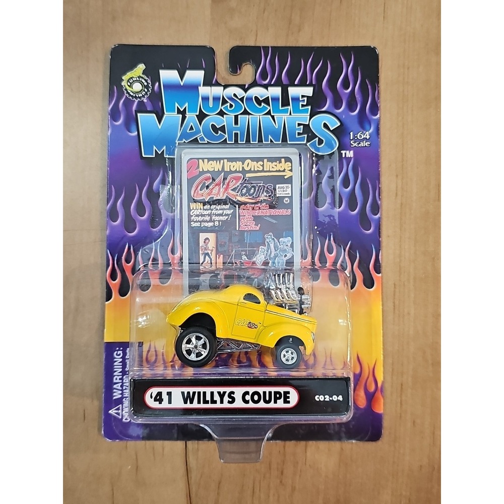 1:64 DieCast‎ New Muscle Machines CARtoons Yellow Jeep '41 Willys Coupe #C02-04